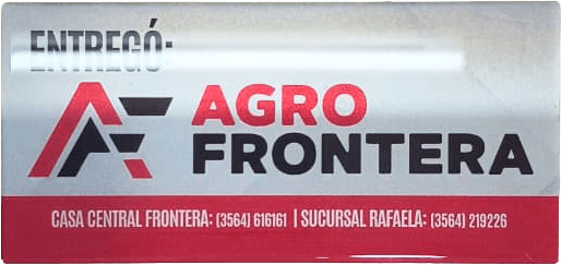 Etiqueta Agro Frontera resinada, con volumen y brillo