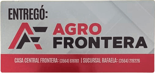 Etiqueta Agro Frontera impresa, sin resinar, acabado mate